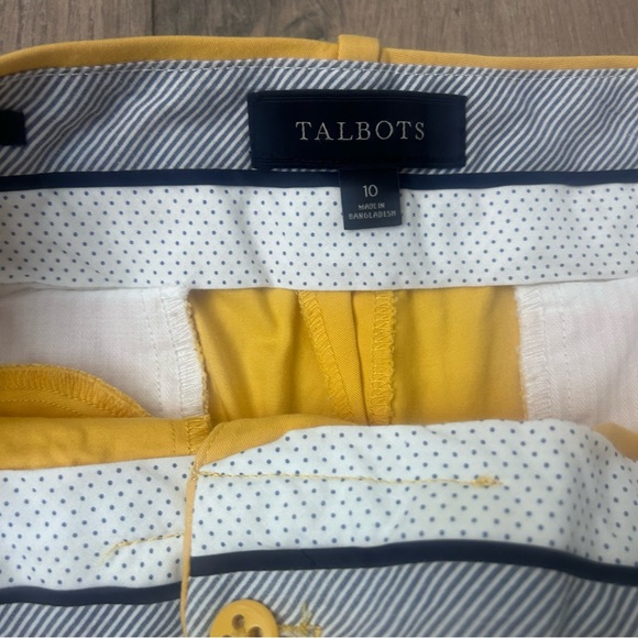 Talbots Crop Chino Pants Curvy Size 10 Daisy Yellow Mid-Rise Stretch Casual - Picture 2 of 9